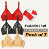 High Quality Pack of 3 Net Bra for Women Girls| Seamless Transparent Bra Non-Padded